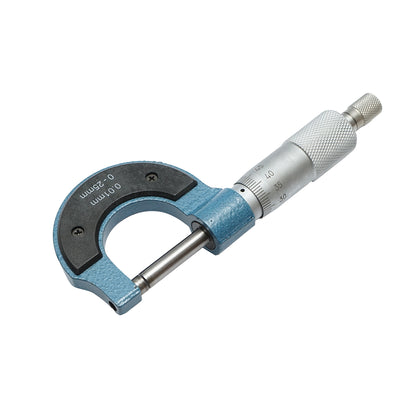 Kültéri mechanikus mikrométer zománcozott kerettel, metrikus 0-25 mm