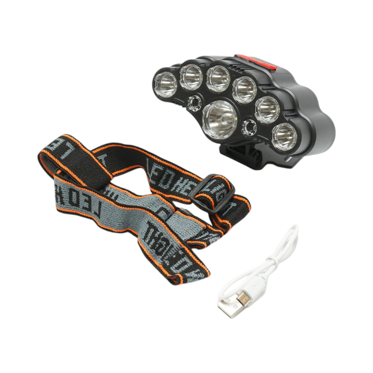 Fejlámpa 9 LED-del, 4 világítási móddal, USB újratölthető
