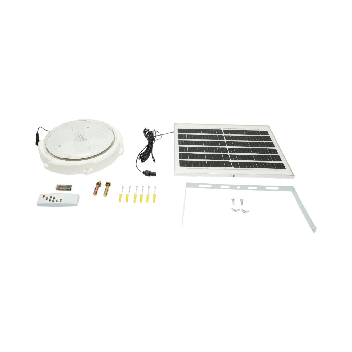 Napelemes LED mennyezeti lámpa 200W, 6500K 12W napelem panellel, 5400mAh akkumulátor, mozgásérzékelő és távirányító IP65 Breckner Germany