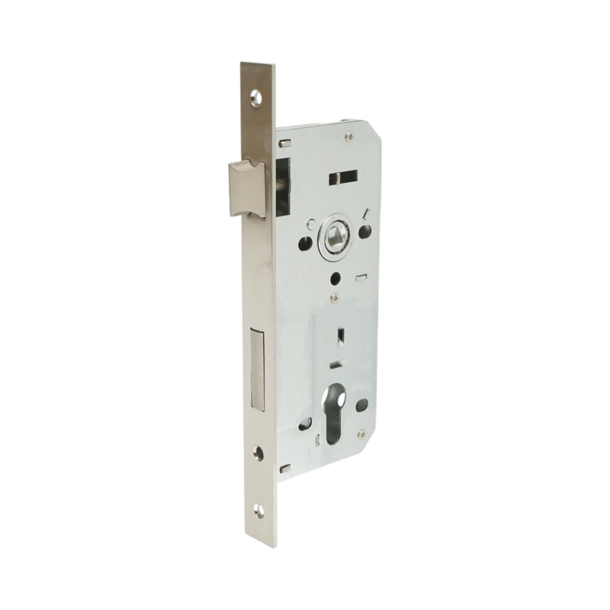 Beépített ajtózár nyelvvel 73x177mm, előlap 23x240mm, szatén nikkel, csavarok mellékelve