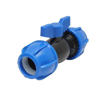 PEHD tömörített golyós golyóscsap HDPE D40x40mm, PN16 öntözőrendszerekhez