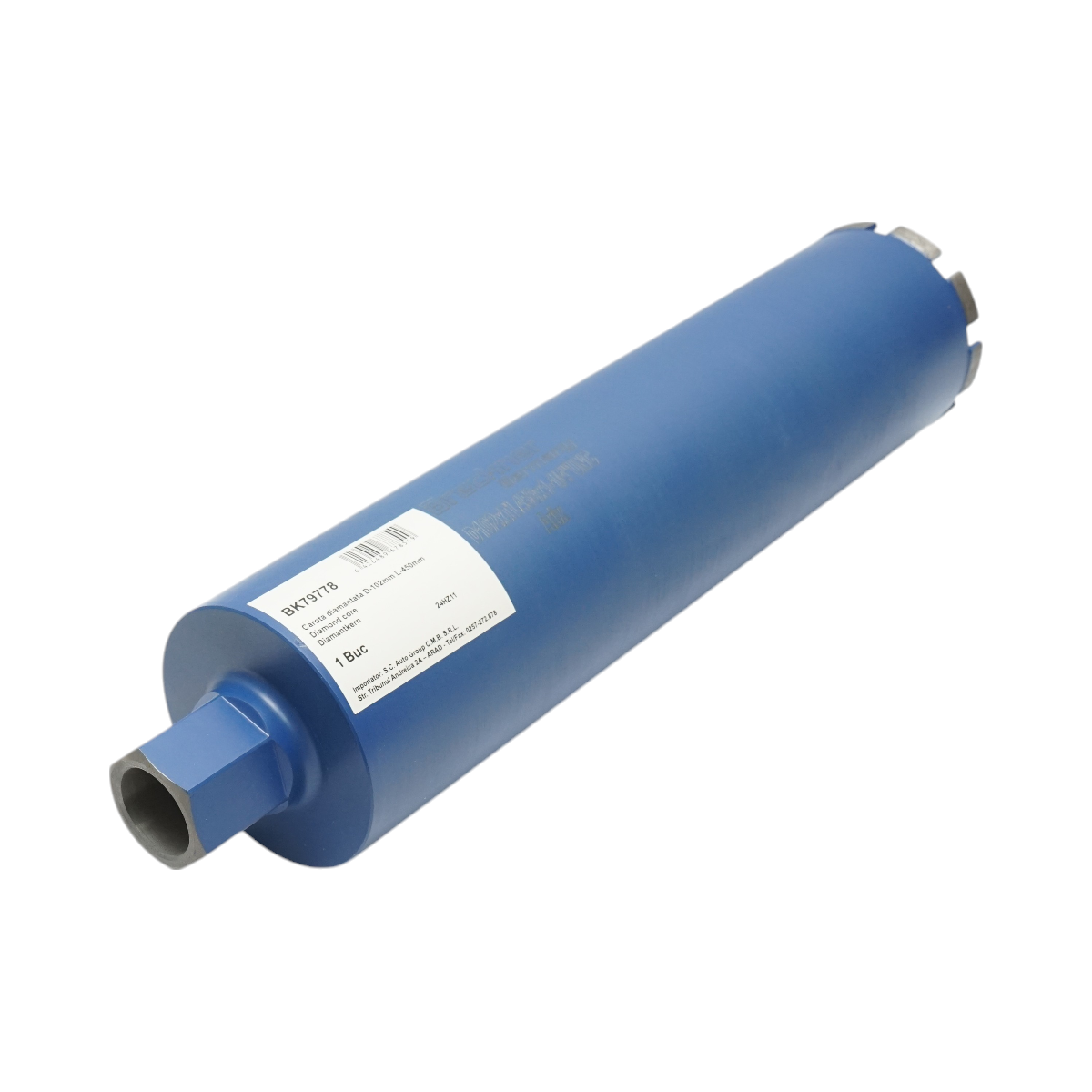 Gyémánt magfúrófej 102x450mm 1-1/4 UNC belső menettel, nedves fúrás betonhoz, téglához Breckner Germany