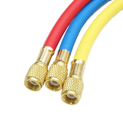 Tömlőkészlet 90 cm 3 színű tömlő készlet freon töltéshez R12, R22, R134a, 404, 502, 404, 502