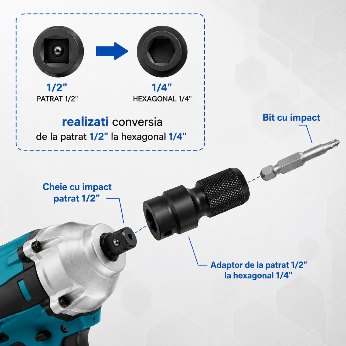 Breckner Germany Cr-Mo ütvecsavarozó adapter 1/2”–1/4”