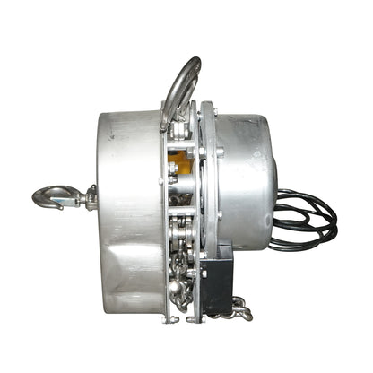 Rozsdamentes acél elektromos emelő 380V, 500W, 3m-es lánccal, maximális teherbírás 1000 kg, biztonsági horog Breckner Germany