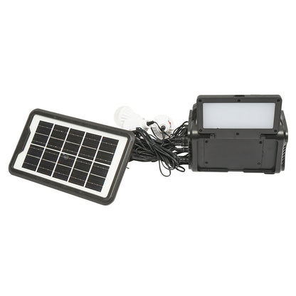 Hordozható LED világító készlet 4 izzóval / projektorral, napelemes FM rádióval és 10000 mAhH akkumulátorral halászathoz kempingezéshez GD-8076