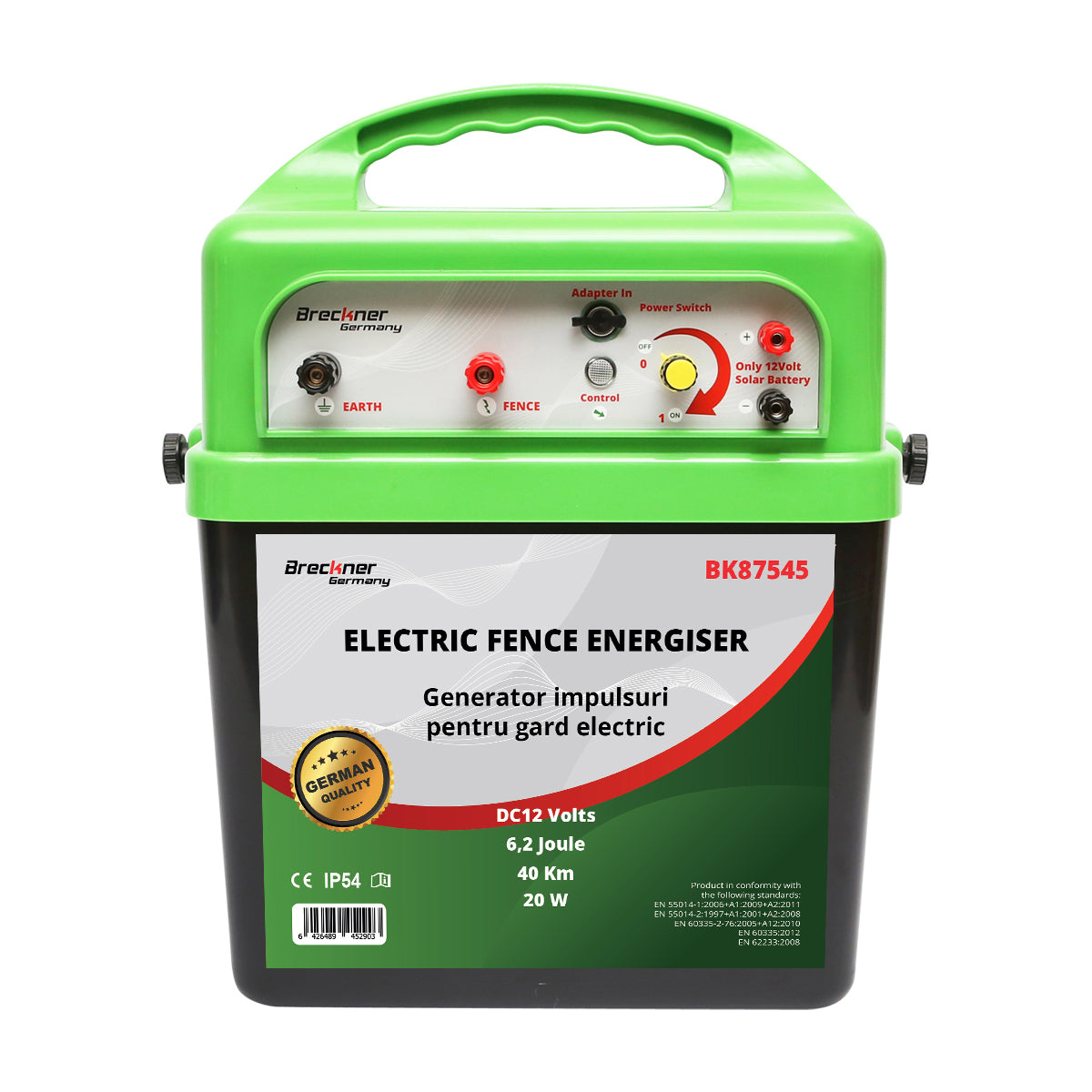 Impulzusgenerátor készülék DC 220V/AC 12V 6.2 Joule, 40 km elektromos kerítés Breckner Germany