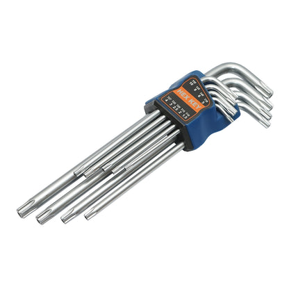 9 darab Torx T10-T50 (1,5-10 mm) hosszú karú T10-T50 dugókulcsos kulcskészlet Cr-V gömbfejjel