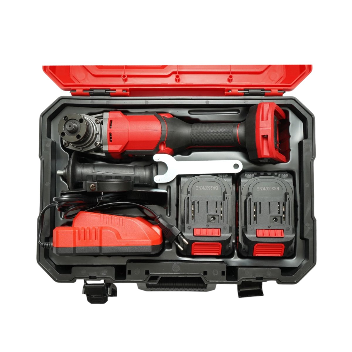 Sarokcsiszoló 1000W 2 db 21V, 4Ah Li-ion akkumulátorral, 125mm korong, brushless, elektromágneses fék, 3 fokozatú fordulatszám 5000/7000/9500rpm Breckner Germany