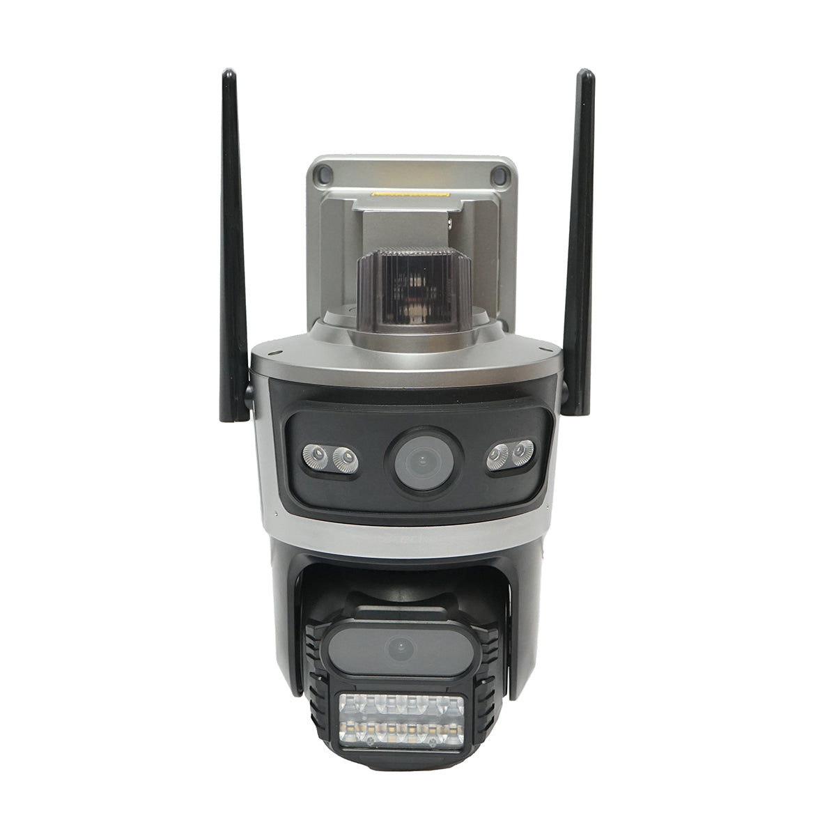 4 MP kettős lencsés megfigyelő kamera, 4G sim kártya, WIFI 2,4 GHz 7,6 W-os napelemmel, 18650-es akkumulátor gyors töltés, 360 fokos PTZ forgó 360 fokos PTZ mozgásérzékelővel, emberi PIR érzékeléssel, riasztás, éjjellátó és iCSee alkalmazással.