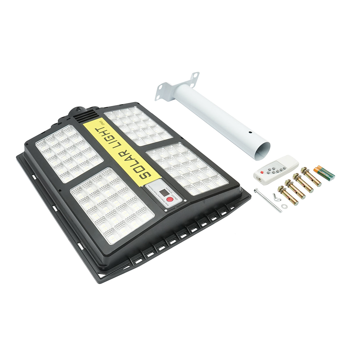 Solar LED utcai utcai lámpa 200W 6500K 15W-os napelemmel, 15000mAh akkumulátorral, távirányítóval, IP65 oszlopra szerelhető Breckner Germany