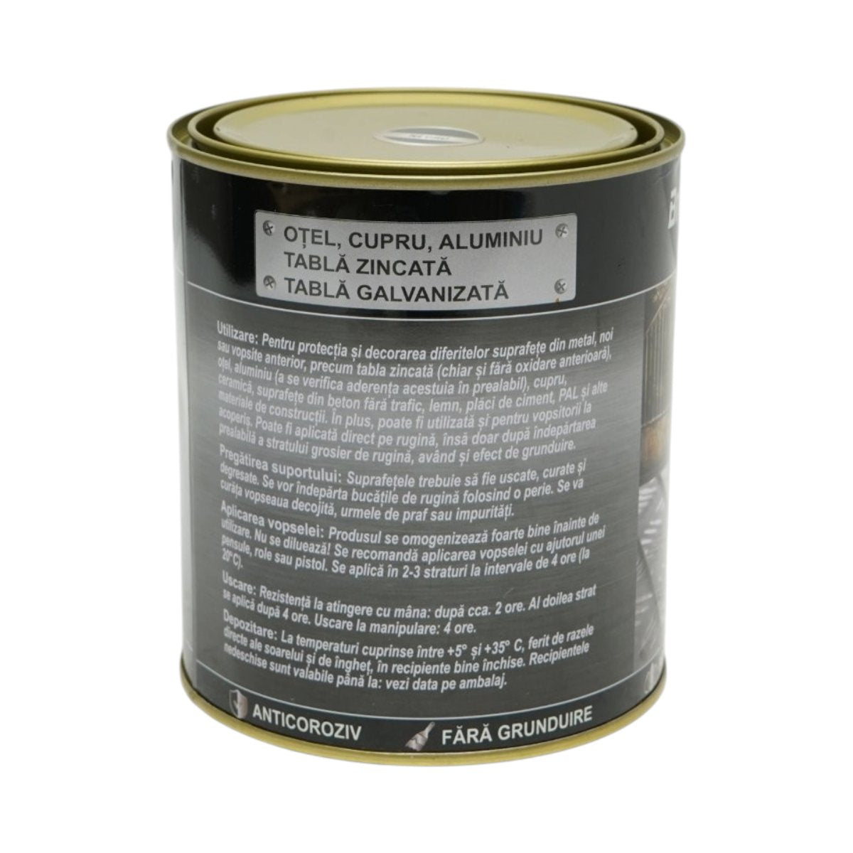3 az 1-ben rozsdagátló zománcfesték fekete fémhez 750g, közvetlenül a rozsdára, vízalapú Breckner Germany