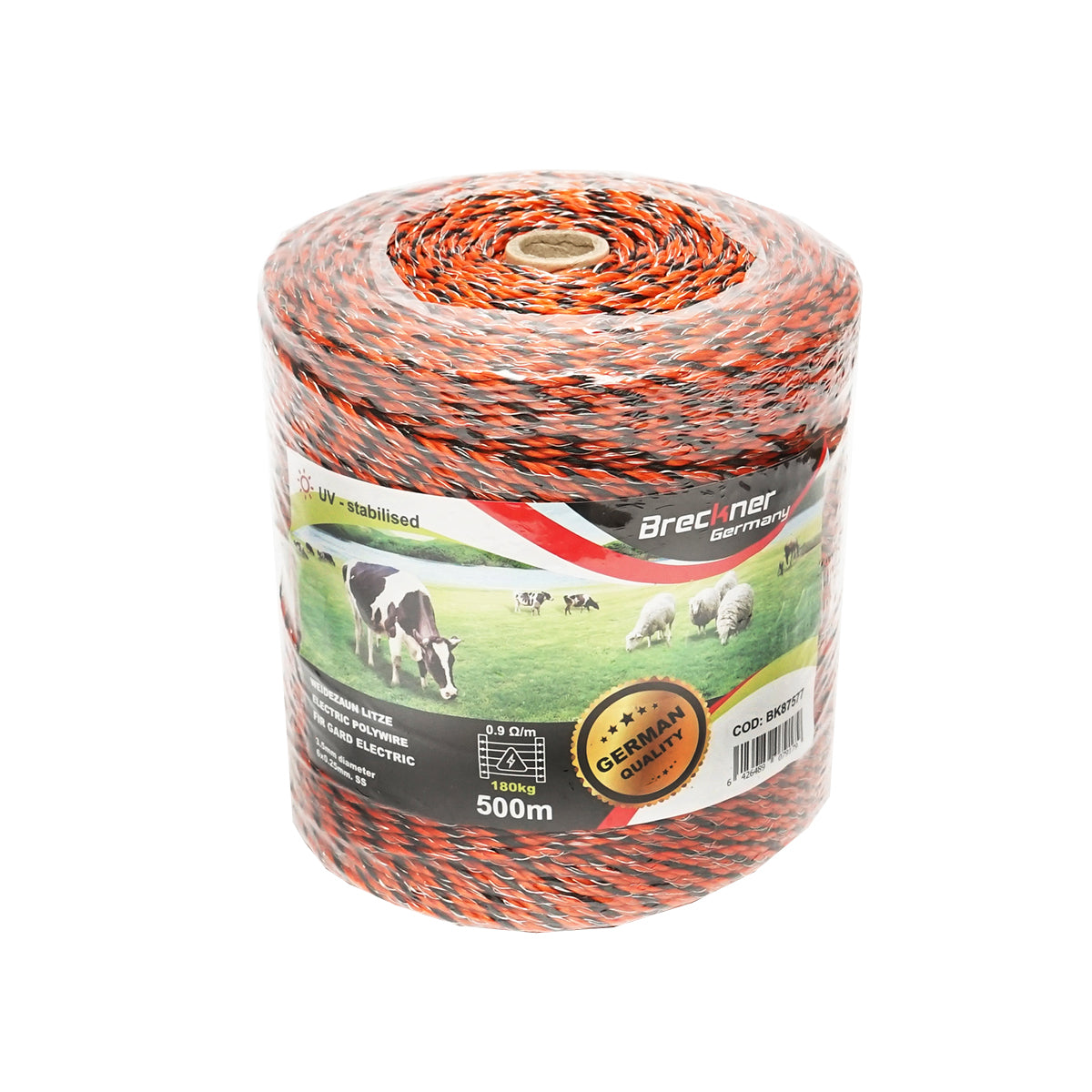 Narancs-fekete huzalszálak 3,5mm 6x0,25mm SS, 0,9 Ohm/m, 500m elektromos kerítés Breckner Germany
