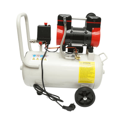 24 literes légkompresszor, 2 hengeres 1 kW/1,3 LE motor, maximális nyomás 8 bar, levegőbeömlési térfogat 130 l/perc Breckner Germany