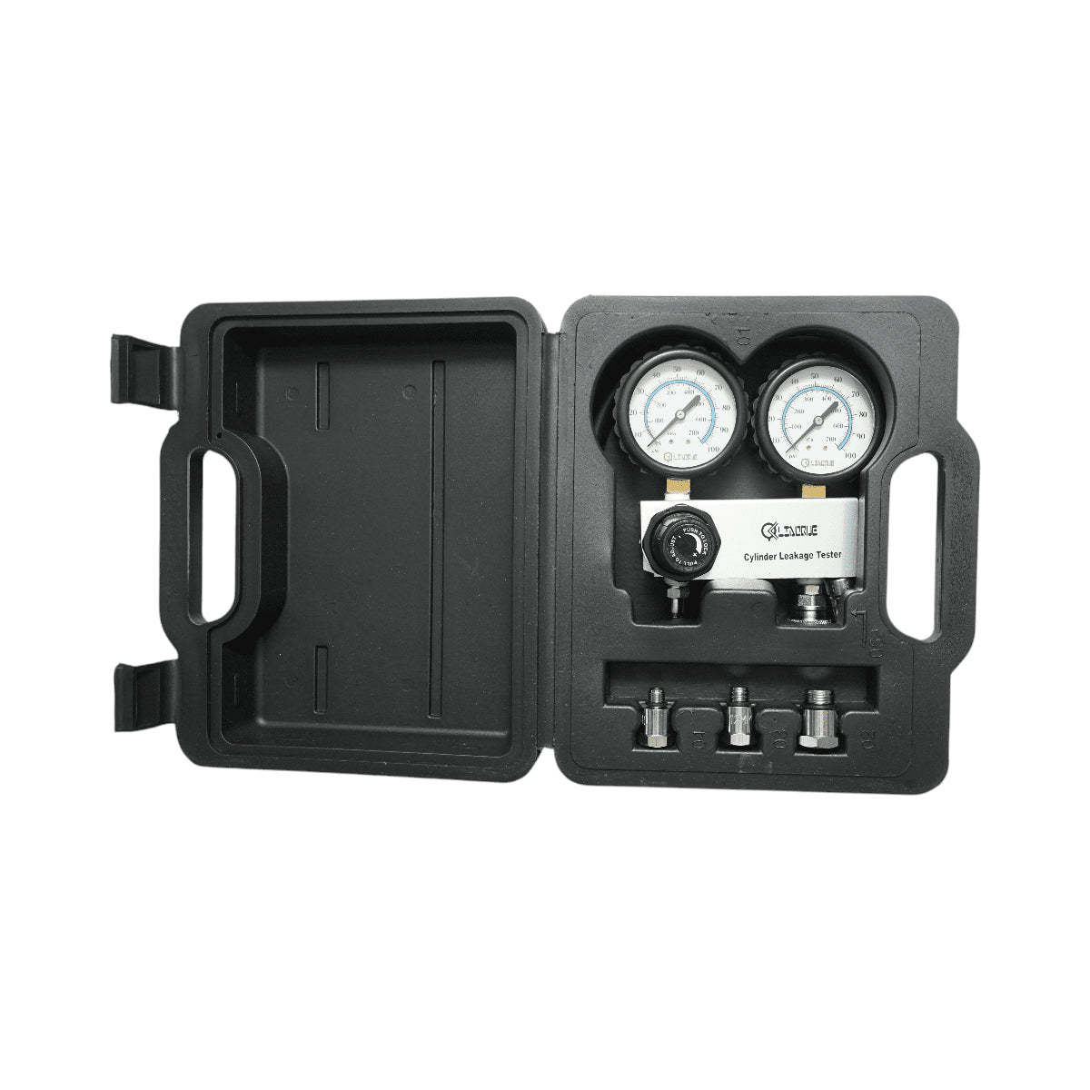 Benzinmotor henger tömörségmérő készlet, 3 adapter 10, 12, 18mm, 600mm tömlő Breckner Germany