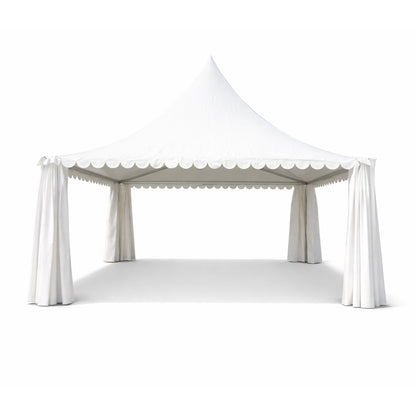 Pagoda típusú rendezvénysátor 6x6m, fehér UV-álló vízhatlan, PVC 950g/m2 tetőzet, alumínium keret 64x64x3mm