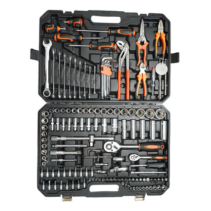 Hosszú csőkulcskészlet, rögzített csőkulcsok, bitek, bitek, csavarhúzók, csavarhúzók és szerszámok 142 db Breckner Germany