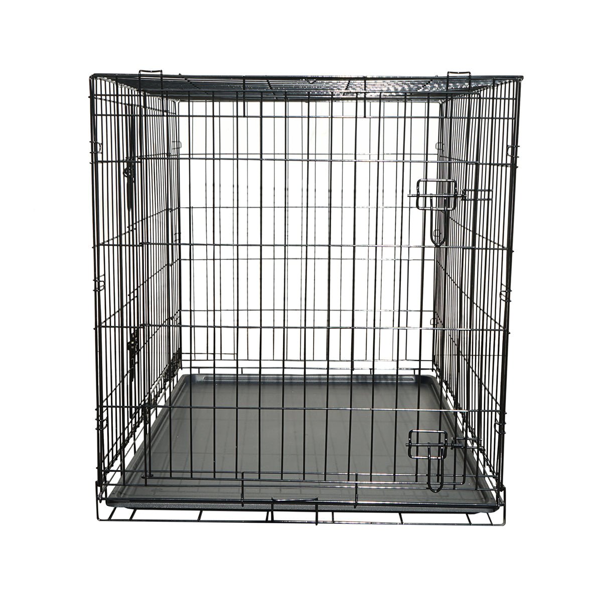 Összecsukható fém állathordozó 2 ajtóval, kivehető tálcával és fogantyúval 122x75.5x75.5x75.5x84cm