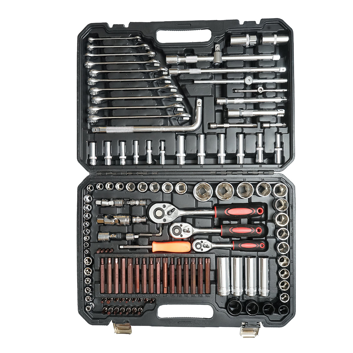 Csöves, hatszögletű, mély dugókulcsos, nyitott végű, nyitott végű csőkulcsok, bitek, torx, hex, spline 128 darab Breckner Germany