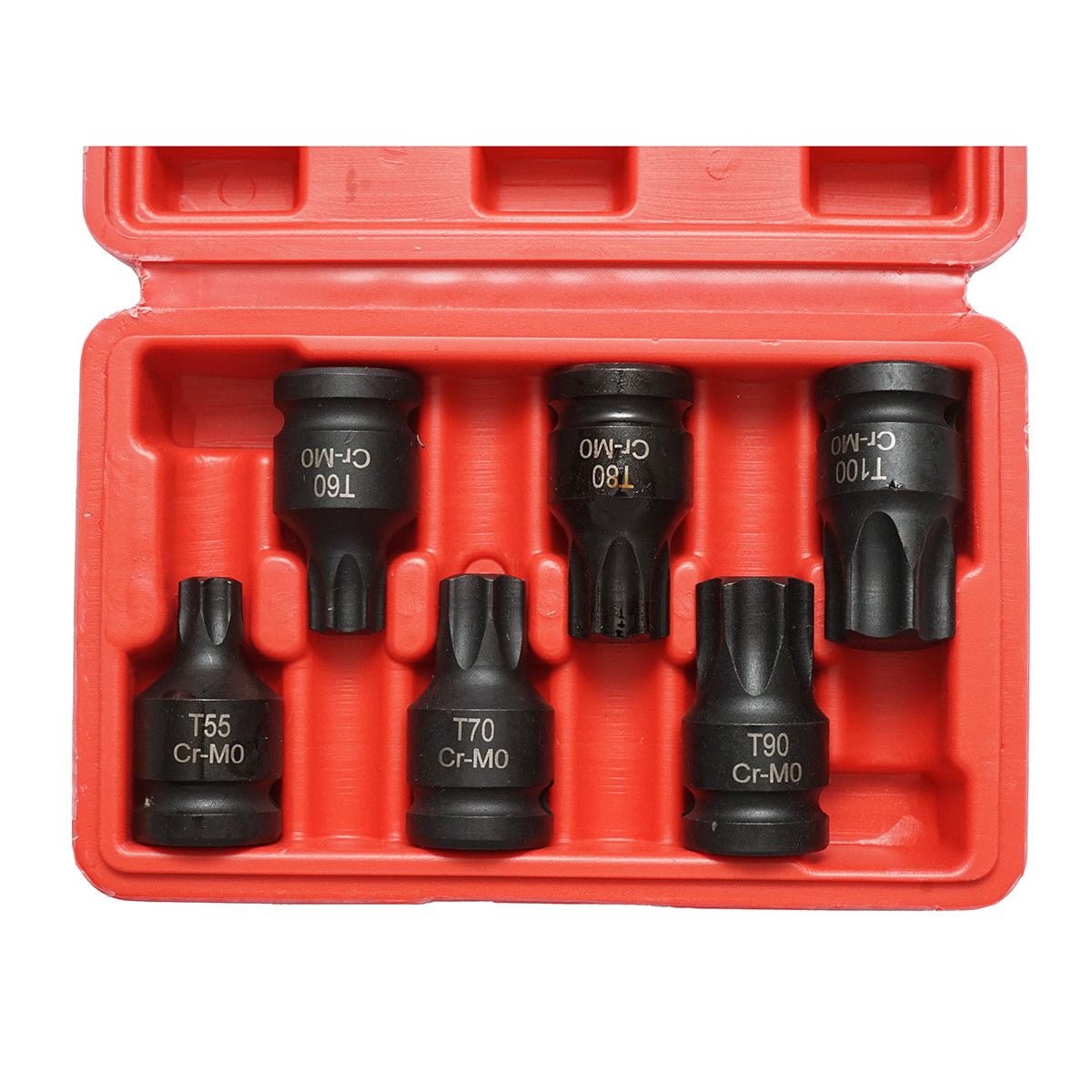 T55-T100 Torx ütvecsavaros dugókulcs-készlet, négyzet alakú 1/2 hüvelyk 6 darab