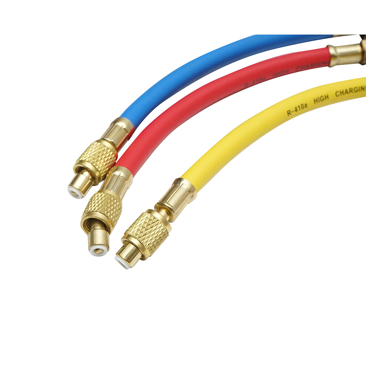 Tömlőkészlet csapolóval 180 cm 3 színű R-410a freon töltéshez