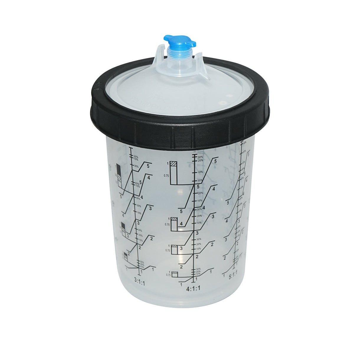 50 darabos festékkeverő pohár készlet 800 ml-es, 125 mikronos szűrősapkával festékszóró pisztolyhoz