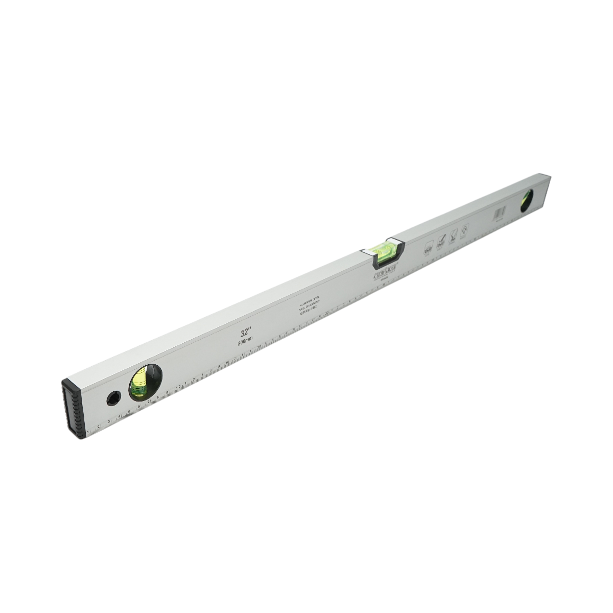 Mágneses alumínium vízmérték 800mm, 3 vízmérték, 0-80cm-es vonalzó Crownman