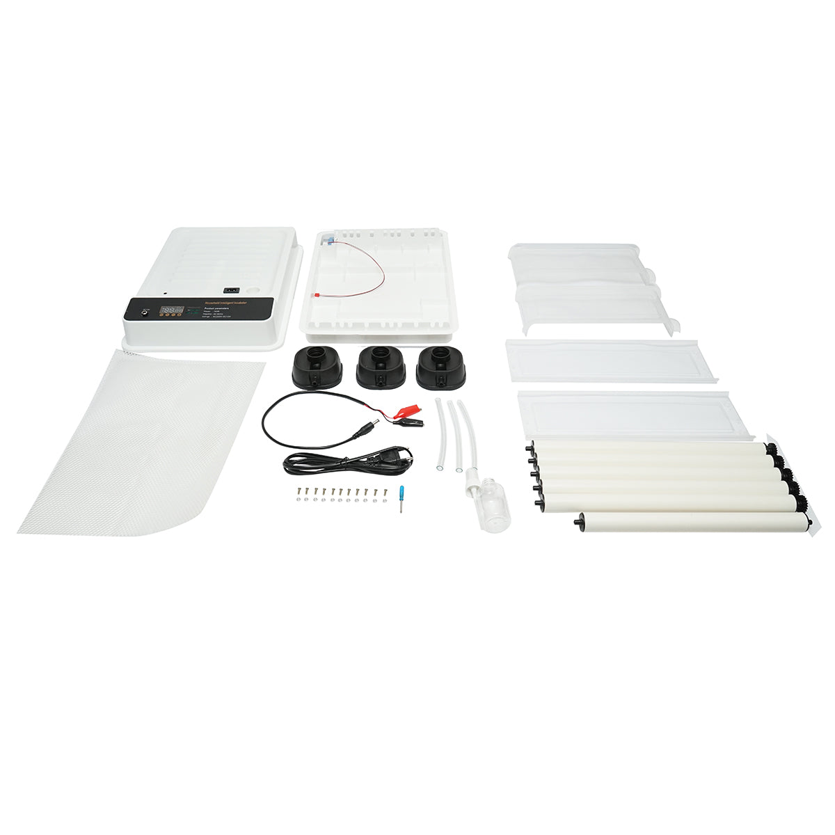 Automata inkubátor 30 tojás 50W, 12V-220V, automatikus forgatással, hőmérséklet-szabályozással, páratartalom szabályozással, digitális kijelzővel.