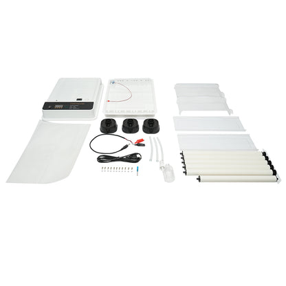 Automata inkubátor 30 tojás 50W, 12V-220V, automatikus forgatással, hőmérséklet-szabályozással, páratartalom szabályozással, digitális kijelzővel.