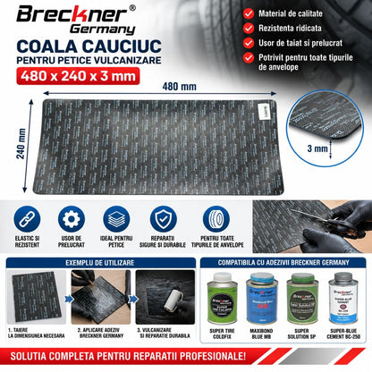 Breckner Germany vulkanizálási folt gumilap 480x240x3mm