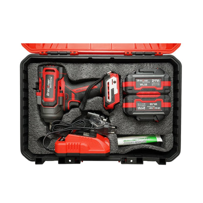 Ütvecsavarozó, légkulcs 1/2 inch 900W, 2 akkumulátor 21V, 4Ah Li-ion, LED, Brushless, 1100Nm, 0-1400/1900/2400rpm Breckner Germany