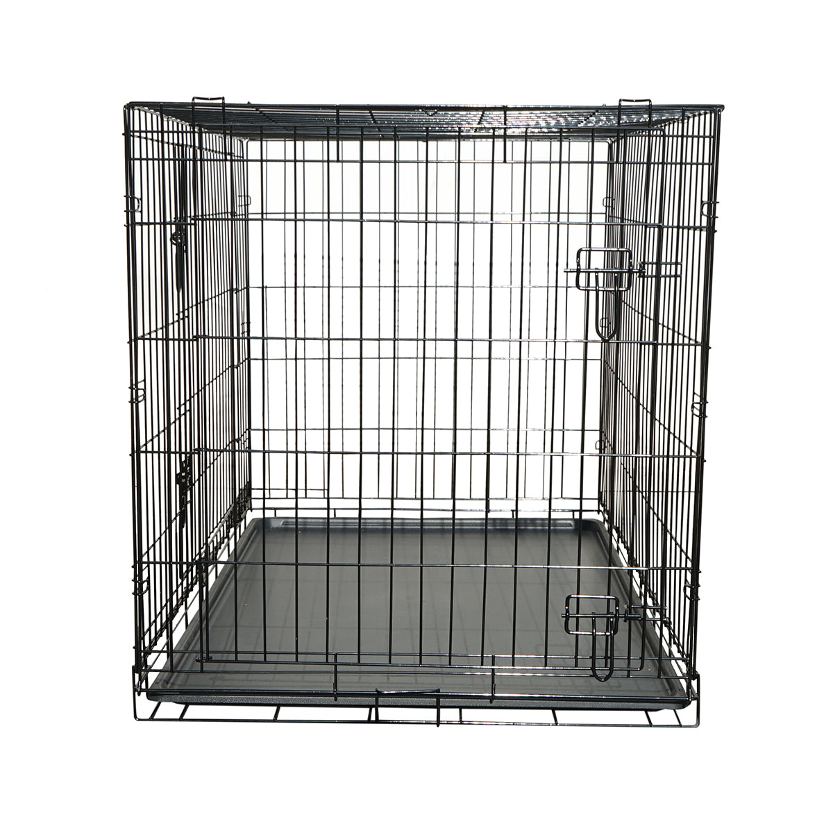 Összecsukható fém állathordozó 2 ajtóval, kivehető tálcával és fogantyúval 107x71x77.5cm