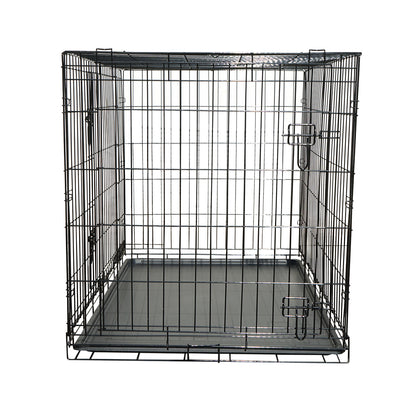 Összecsukható fém állathordozó 2 ajtóval, kivehető tálcával és fogantyúval 107x71x77.5cm
