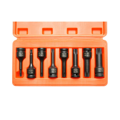 Torx T30–T80 csőkulcs készlet, 1/2" négyszög meghajtással, Cr-Mo, 8 db – Breckner Germany