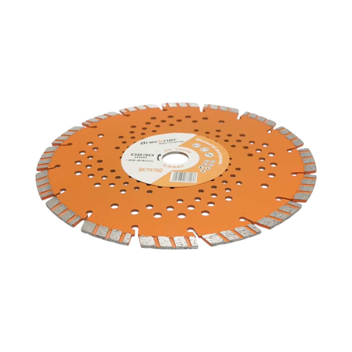 Turbo szegmentált gyémánttárcsa 230x22.23mm, szegmens 10mm vasbetonhoz, járdalapokhoz, betonblokkokhoz, betonblokkokhoz, kemény kőhöz Breckner Germany