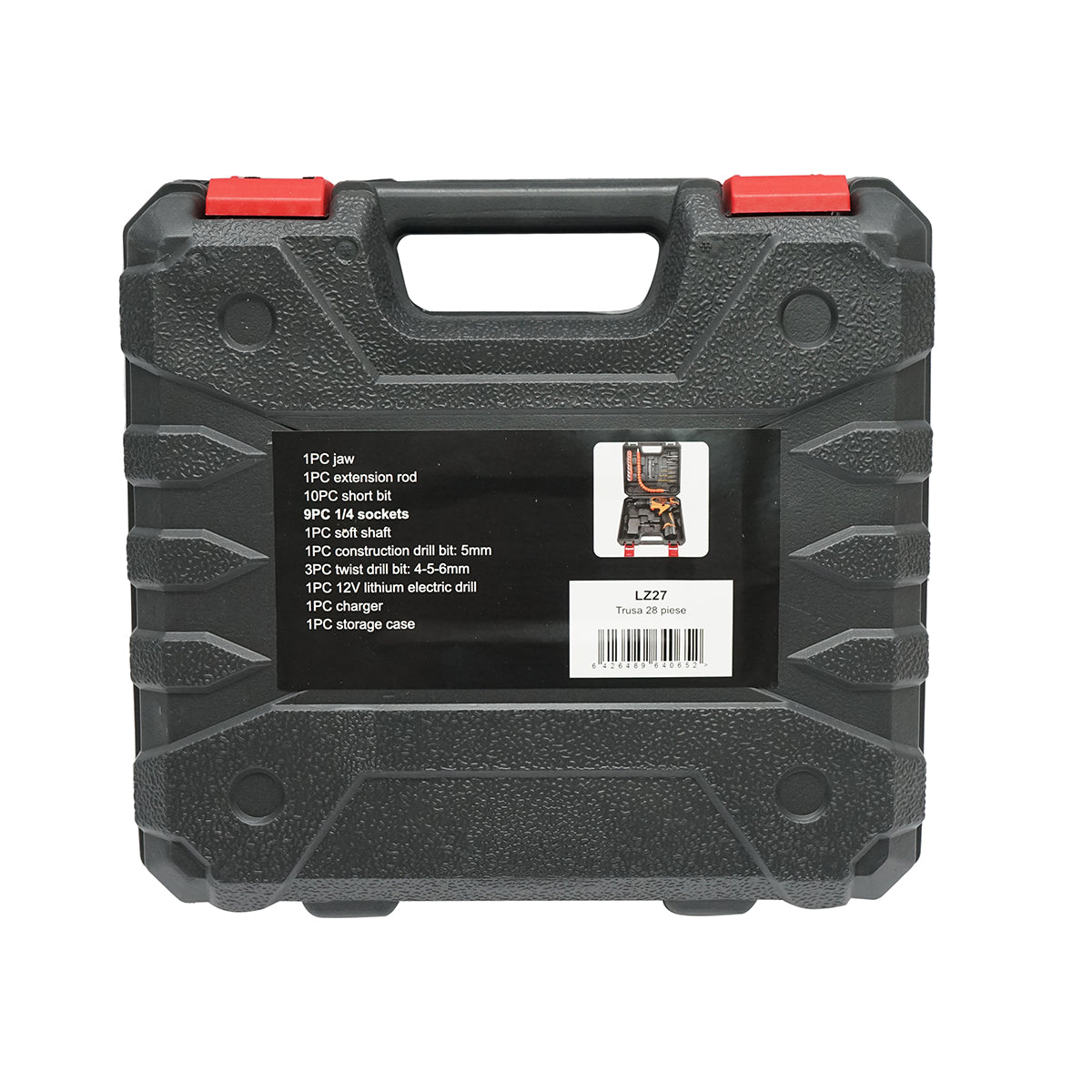 Fúró- és csavarhúzó készlet 28 darabos akkumulátorral, 12V 1500mAh