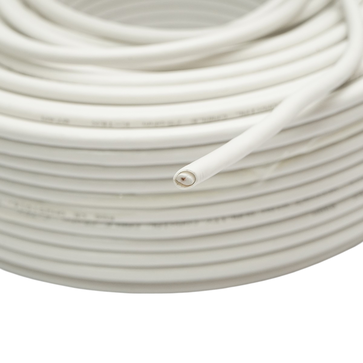 RG6 koaxiális CCTV kábel K-TEX 1mm CCA, árnyékolt, 75 Ohm, fehér PVC 100m/tekercs