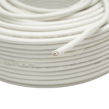 RG6 koaxiális CCTV kábel K-TEX 1mm CCA, árnyékolt, 75 Ohm, fehér PVC 100m/tekercs