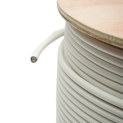RG6 Trishield koaxiális kábel CCS 1.02mm, 75 Ohm, CPR Eca, PVC fehér 305m/tekercs