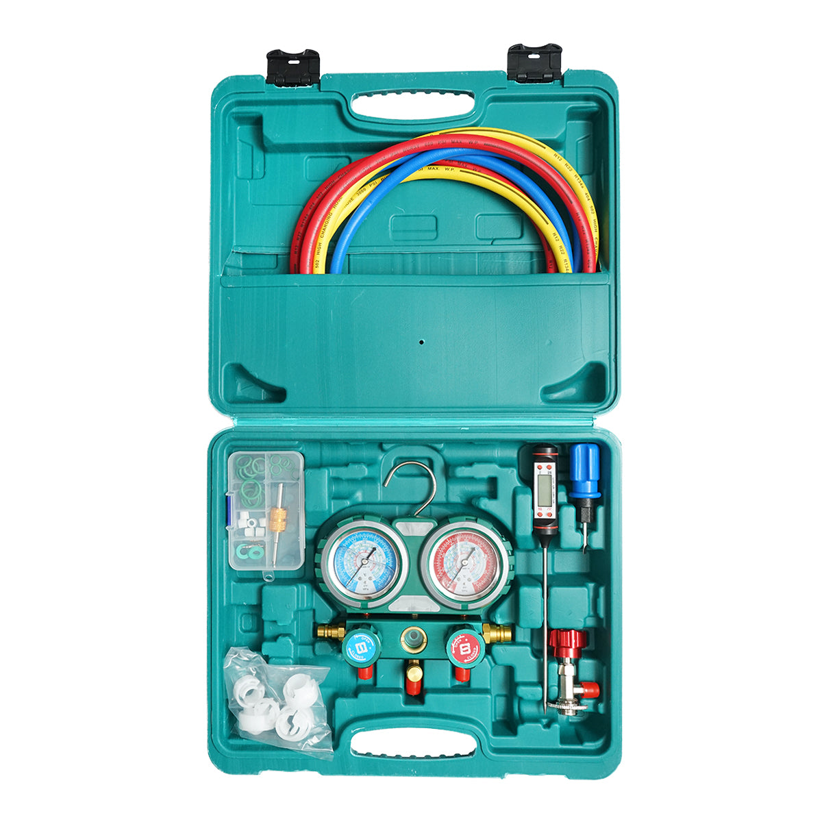 Autóklímaberendezés ellenőrző és töltő készlet, Freon R22, R32, R134a, R410a, R134a, R410a