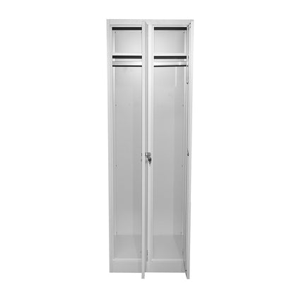 Fém dupla szekrény 1800x600x450mm, 2 ajtóval, polccal és rúddal, szürke Breckner Germany