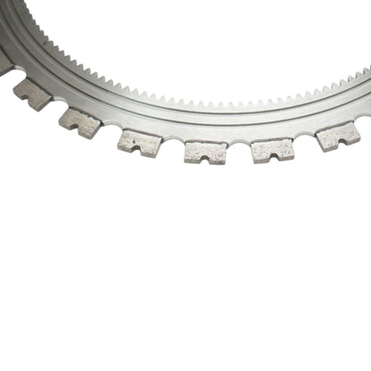 Disc inelar diamantat segmentat 410mm, 30 dinti, caneluri interioare antrenare pentru masina de taiat beton Breckner Germany