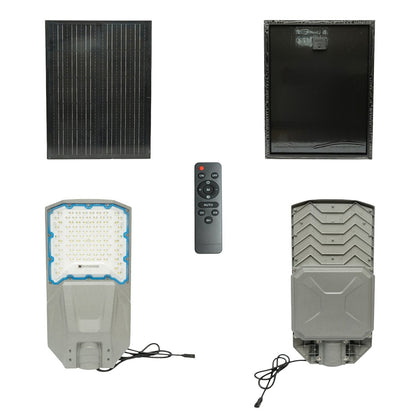 Napelemes LED közvilágítási lámpa 500W 50W-os napelem panellel, LiFePO4 55000mAh akkumulátor, távirányító és rögzítési konzollal Breckner Germany