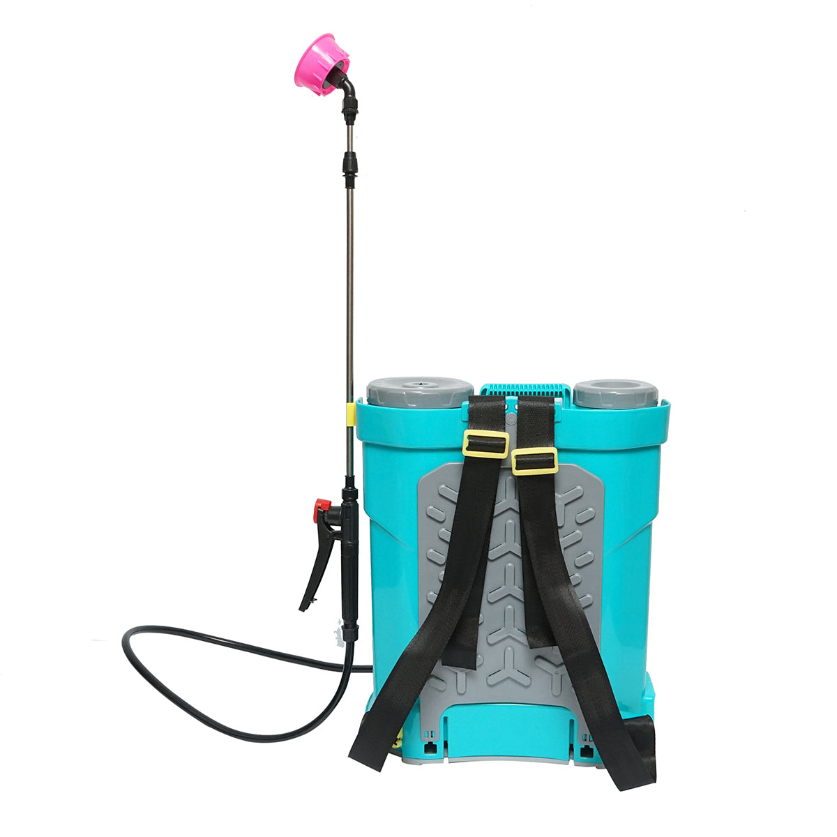 Permetezőszivattyú, elektromos vermorel, 20 literes tartály, 12V/8Ah akkumulátor, 4 fúvóka, áramlás 4 l/min, nyomás 6,8 bar THOR