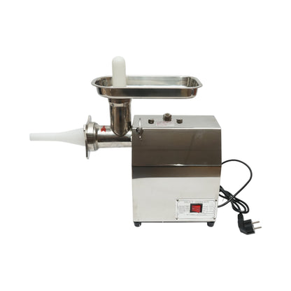 Elektromos húsdaráló rozsdamentes acél + acél 1200W, 220V, 100 kg/h kapacitás, kolbászadapter, 1 szita és 1 kés mellékelve 340x185x365mm