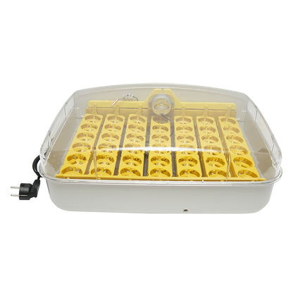 Automata keltetőgép 32 tojáshoz 220V, automatikus forgatással, hőmérséklet-szabályozással, páratartalom szabályozással, digitális kijelzővel, LED megvilágítású tálcával.