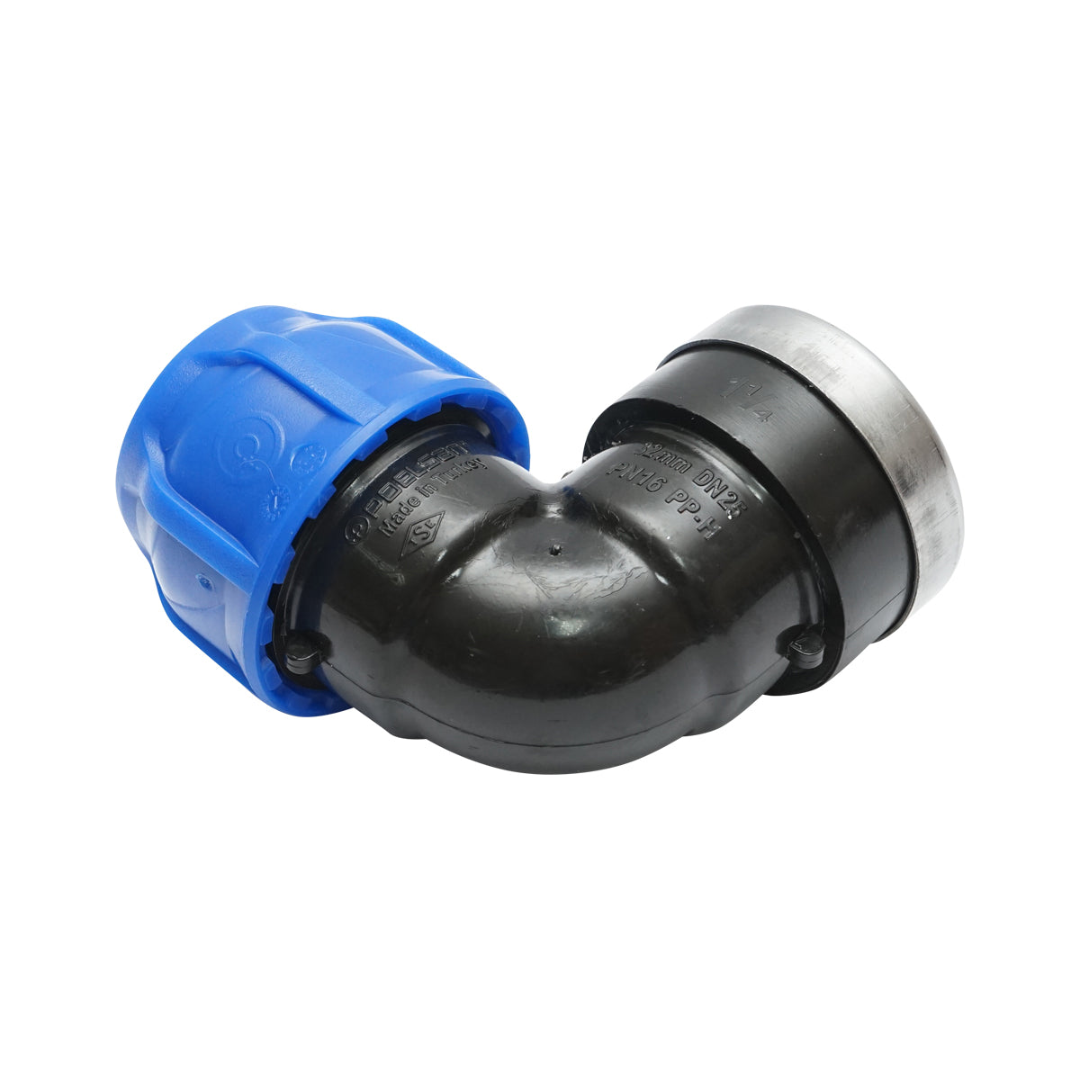 Összenyomó könyök anya belső menet D32mmx1-1/4 PN 16 bar HDPE öntözőrendszerekhez