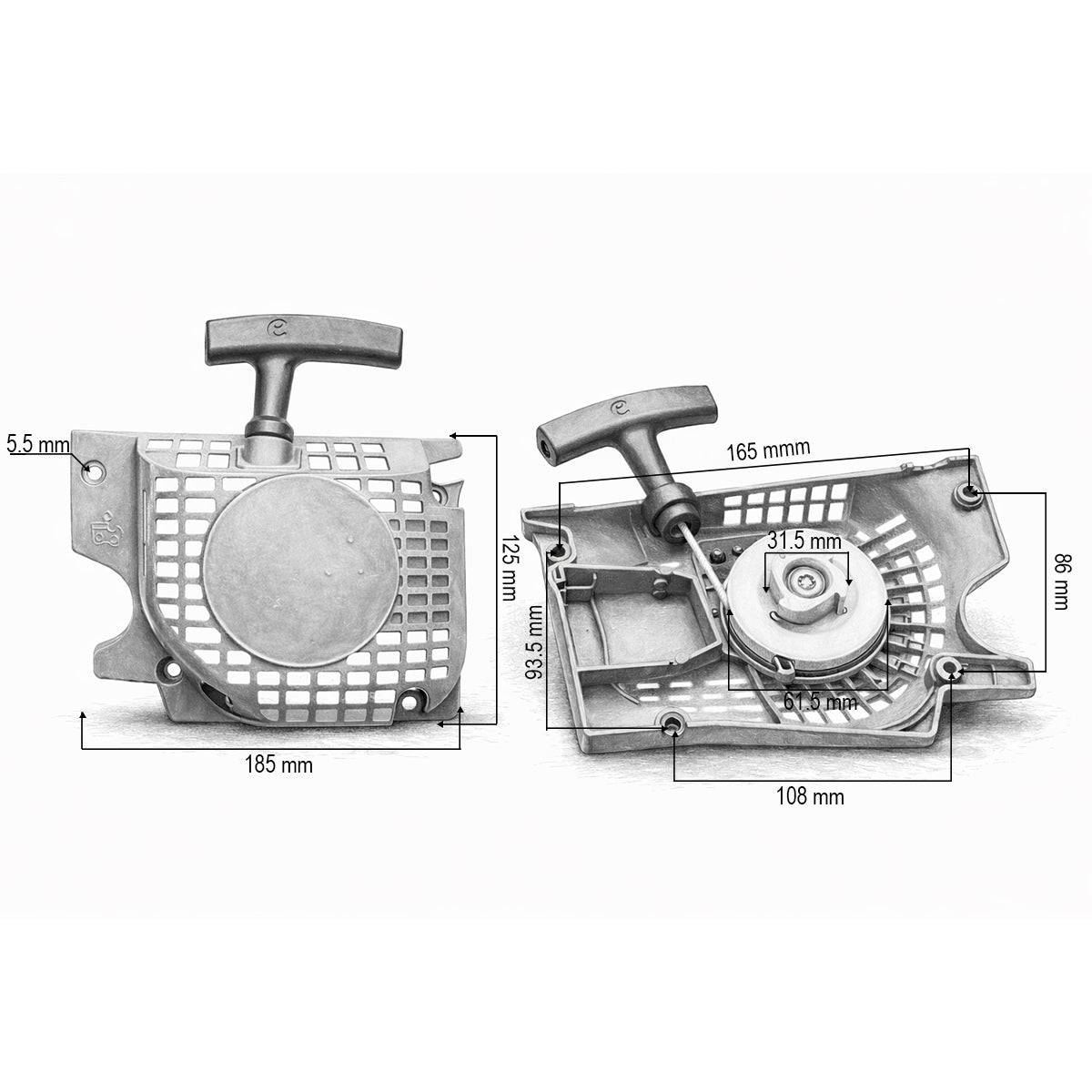Teljes fém indítómotoros láncfűrész China 3800, 4100, 4500, 4600, 5200 THOR modellekhez