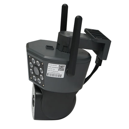 3 lencsés, 3 objektíves 6 MP-es, WIFI 2,4 GHz-es, 360 fokos PTZ pásztázó/döntő/zoom kamera mozgásérzékelővel, riasztóval, emberérzékeléssel és IPC360 Home alkalmazással.