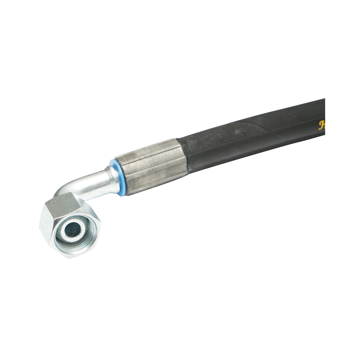 Nyomótömlő DN10 krimpelt páncéllal 1500mm M20x1,5 90 fok, M20x1,5 Breckner Germany